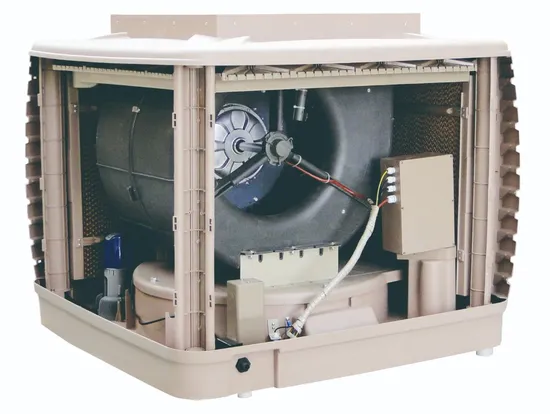 Inverter-Fenstertyp, neuer industrieller Verdunstungsluftkühler aus Kunststoff, Gleichstrommotor